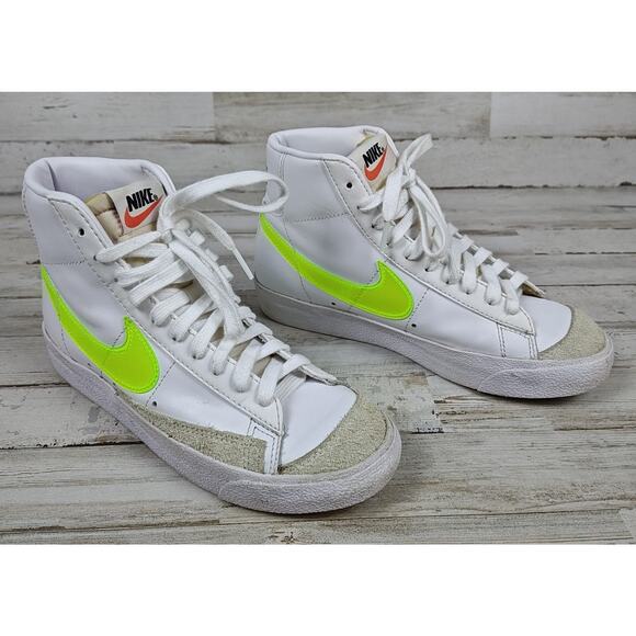 Nike Shoes - NIKE Blazer Mid 77 Essential Women's Sneakers Size 6.5 White And Volt Colorway
